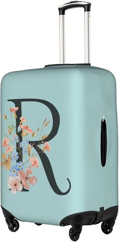 Travel Luggage Cover Elastic Blue Suitcase Protector Bag,Black Letter L Boho Floral Flowers Leaves Anti-Scratch Washable Baggage Covers For Wheeled Suitcase Kid Adult,L (For 25-28 Inch Luggage) in Kuwait
