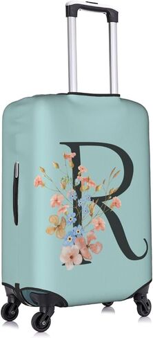 Travel Luggage Cover Elastic Blue Suitcase Protector Bag,Black Letter L Boho Floral Flowers Leaves Anti-Scratch Washable Baggage Covers For Wheeled Suitcase Kid Adult,L (For 25-28 Inch Luggage) in Kuwait