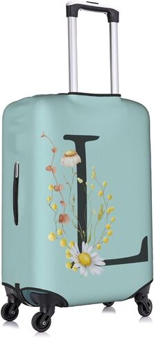 Travel Luggage Cover Elastic Blue Suitcase Protector Bag,Black Letter L Boho Floral Flowers Leaves Anti-Scratch Washable Baggage Covers For Wheeled Suitcase Kid Adult,L (For 25-28 Inch Luggage) in Kuwait