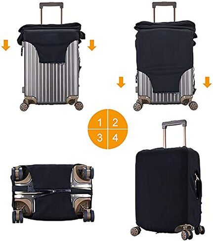 Travel Luggage Cover Elastic Blue Suitcase Protector Bag,Black Letter L Boho Floral Flowers Leaves Anti-Scratch Washable Baggage Covers For Wheeled Suitcase Kid Adult,L (For 25-28 Inch Luggage) in Kuwait
