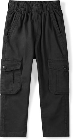 Men's&Boys Cargo Pants Elastic Waist Casual Relaxed Fit Hiking Pull on Jogging Stretch Trousers with Multi-Pockets in Saudi Arabia