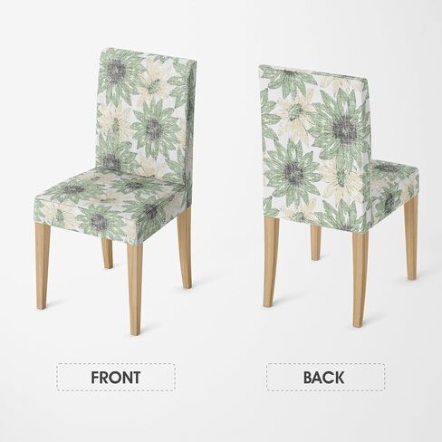 Horaldaily 4PCS Dining Chair Covers, Watercolor Sunflowers Green Stretch Removable Washable Slipcover Chair Protector for Dining Room Home Decor in Saudi Arabia