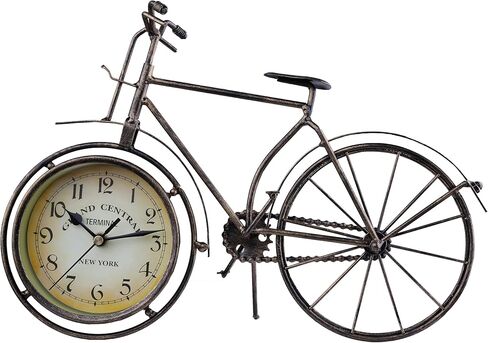 Berry President Antique Crafts Retro Vintage Style Bicycle Desk & Shelf Clock Modern Home Office Decoration Tabletop Display Ornament (Brown) in Kuwait