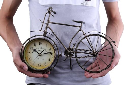 Berry President Antique Crafts Retro Vintage Style Bicycle Desk & Shelf Clock Modern Home Office Decoration Tabletop Display Ornament (Brown) in Kuwait