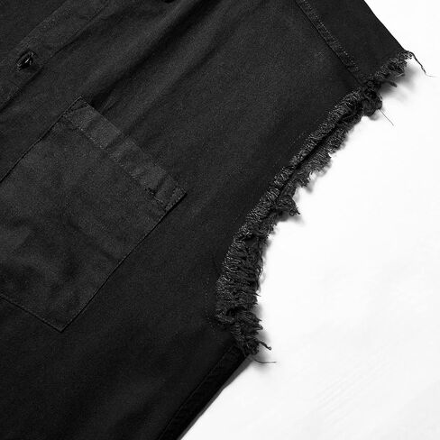 قميص MCULIVOD رجالي من القطن بدون أكمام من قماش الدنيم سترة لراكبي الدراجات النارية بأزرار سفلية مع قمصان وجيب أمامي in Kuwait