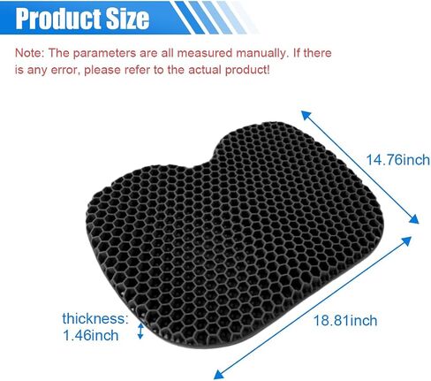 Gel Car Seat Cushion, 3D Honeycomb Grid Car Chair Pad, Breathable Car Seat Pad for Relief Sciatica & Back Coccyx Tailbone Pain, U Shaped Cushion for Wheelchair, Office Chair (Black) in Saudi Arabia