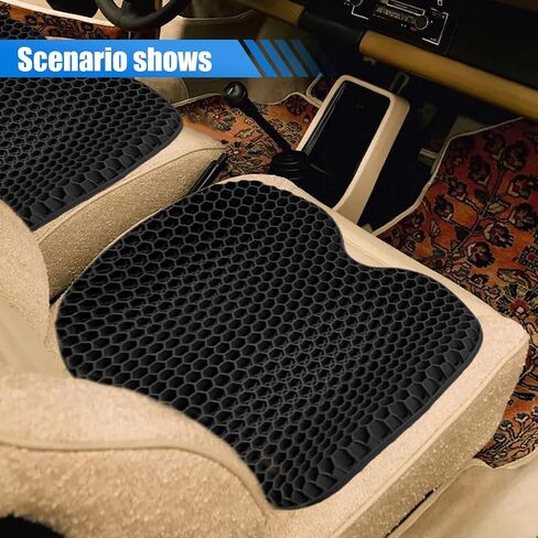 Gel Car Seat Cushion, 3D Honeycomb Grid Car Chair Pad, Breathable Car Seat Pad for Relief Sciatica & Back Coccyx Tailbone Pain, U Shaped Cushion for Wheelchair, Office Chair (Black) in Saudi Arabia