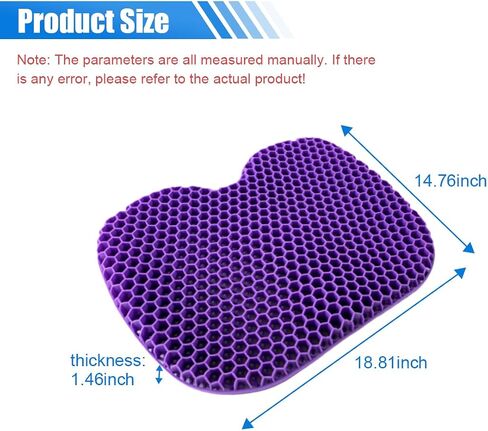 Gel Car Seat Cushion, 3D Honeycomb Grid Car Chair Pad, Breathable Car Seat Pad for Relief Sciatica & Back Coccyx Tailbone Pain, U Shaped Cushion for Wheelchair, Office Chair (Black) in Saudi Arabia