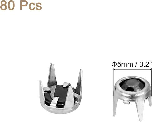 uxcell 80 Pcs Rhinestone Studs, 6mm Round Rivets Crystal Claw Beads Nailhead Punk Spikes Decorative Rivets for DIY Leather Craft Fabric Clothes Belt Bag Shoes Accessories, Silver/White in Saudi Arabia