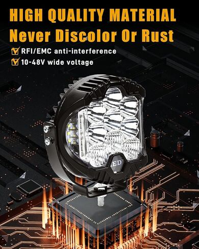 StoneBanks 5 بوصات LED مستديرة ضوء القرون، 200W 30000LM ضوء مطلق النار الجانبي مع العنبر DRL، 270 درجة واسعة النطاق الأبيض / العنبر ضوء الضباب هايبر سبوت شعاع الطرق الوعرة أضواء القيادة لشاحنة السيارة، 2 حزمة in Kuwait
