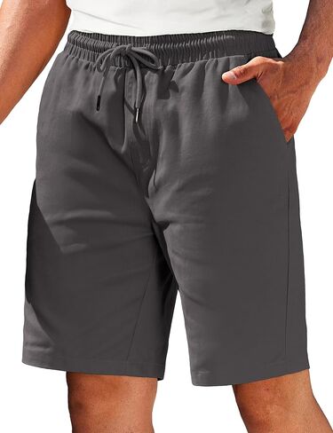 COOFANDY Mens Casual Elastic Waist Pull On Shorts Cotton Drawstring Relaxed Fit Summer Dress Shorts with Pockets in Saudi Arabia