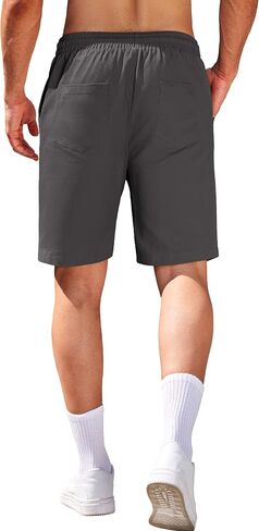COOFANDY Mens Casual Elastic Waist Pull On Shorts Cotton Drawstring Relaxed Fit Summer Dress Shorts with Pockets in Saudi Arabia