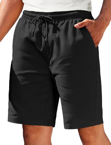 COOFANDY Mens Casual Elastic Waist Pull On Shorts Cotton Drawstring Relaxed Fit Summer Dress Shorts with Pockets in Saudi Arabia