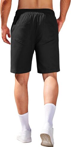 COOFANDY Mens Casual Elastic Waist Pull On Shorts Cotton Drawstring Relaxed Fit Summer Dress Shorts with Pockets in Saudi Arabia