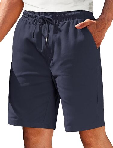 COOFANDY Mens Casual Elastic Waist Pull On Shorts Cotton Drawstring Relaxed Fit Summer Dress Shorts with Pockets in Saudi Arabia
