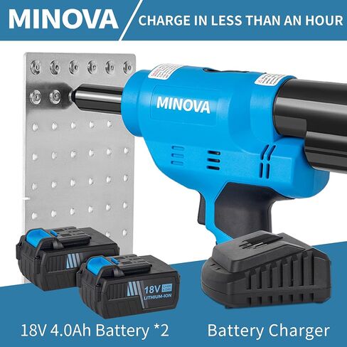 Minova Brushless Rivet Gun, Cordless Rivet Tool compatible with 1/4"(6.4mm) Stainless Steel Rivets, Automatic Rivet Recoil with 18V 4.0Ah Battery(2pcs) 1 Charger, Carrying Case in Saudi Arabia