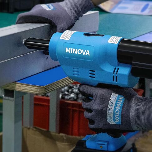 Minova Brushless Rivet Gun, Cordless Rivet Tool compatible with 1/4"(6.4mm) Stainless Steel Rivets, Automatic Rivet Recoil with 18V 4.0Ah Battery(2pcs) 1 Charger, Carrying Case in Saudi Arabia