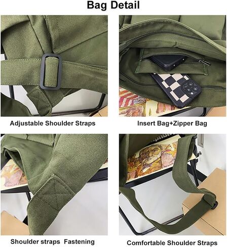 Canvas Messenger Bag, Large Casual Hobo Crossbody Handbags Vintage Shoulder Tote with Multiple Pockets for Women and Men in Saudi Arabia