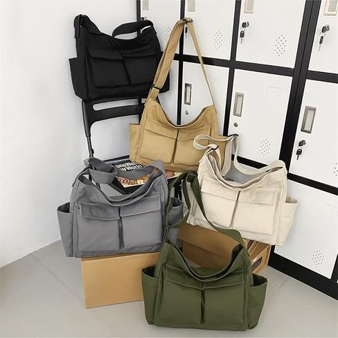 Canvas Messenger Bag, Large Casual Hobo Crossbody Handbags Vintage Shoulder Tote with Multiple Pockets for Women and Men in Saudi Arabia