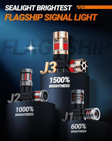 SEALIGHT 3157 LED Bulb Switchback ثنائي اللون، 3156 مصباح LED مع مروحة توربو، 30 وات 3200LM كهرمان لميض إشارة الانعطاف، أبيض لضوء الجري أثناء النهار، مضاد للفلاش المفرط، حزمة من 2 in Kuwait