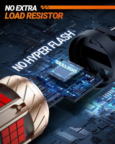 SEALIGHT 3157 LED Bulb Switchback ثنائي اللون، 3156 مصباح LED مع مروحة توربو، 30 وات 3200LM كهرمان لميض إشارة الانعطاف، أبيض لضوء الجري أثناء النهار، مضاد للفلاش المفرط، حزمة من 2 in Kuwait