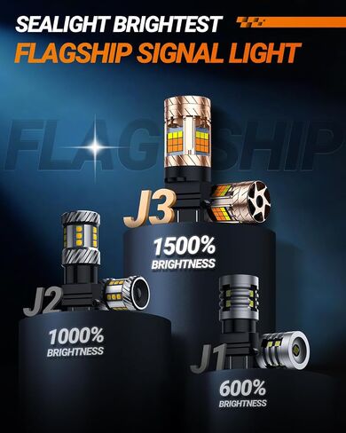 SEALIGHT 3157 LED Bulb Switchback Dual Color, 3156 LED Light With Turbo Fan, 30W 3200LM Amber For Turn Signal Blinker,White For Daytime Running Light, Anti Hyper Flash, Pack of 2 in Kuwait