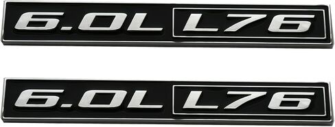 2pcs 6.0L Liter L76 Real Engine Hood Emblem Badge Nameplate Crate Replacement for Universal Cars (Chrome Black), EI-SilveCutom#2 in Saudi Arabia