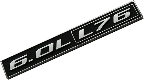 2pcs 6.0L Liter L76 Real Engine Hood Emblem Badge Nameplate Crate Replacement for Universal Cars (Chrome Black), EI-SilveCutom#2 in Saudi Arabia