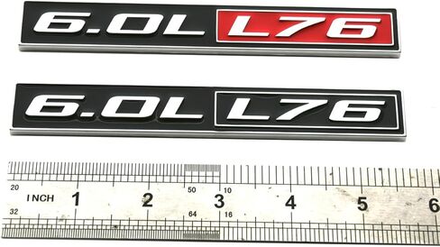 2pcs 6.0L Liter L76 Real Engine Hood Emblem Badge Nameplate Crate Replacement for Universal Cars (Chrome Black), EI-SilveCutom#2 in Saudi Arabia