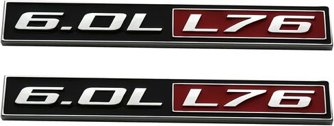 2pcs 6.0L Liter L76 Real Engine Hood Emblem Badge Nameplate Crate Replacement for Universal Cars (Chrome Black), EI-SilveCutom#2 in Saudi Arabia