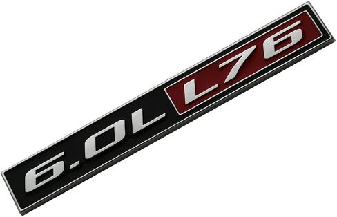 2pcs 6.0L Liter L76 Real Engine Hood Emblem Badge Nameplate Crate Replacement for Universal Cars (Chrome Black), EI-SilveCutom#2 in Saudi Arabia