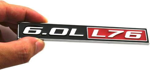 2pcs 6.0L Liter L76 Real Engine Hood Emblem Badge Nameplate Crate Replacement for Universal Cars (Chrome Black), EI-SilveCutom#2 in Saudi Arabia