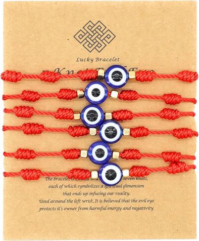 Evil Eye 7 Knot Lucky Bracelets Adjustable Red String Amulet for Women Men in Kuwait