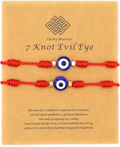 Evil Eye 7 Knot Lucky Bracelets Adjustable Red String Amulet for Women Men in Kuwait