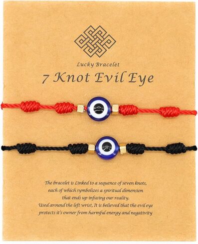 Evil Eye 7 Knot Lucky Bracelets Adjustable Red String Amulet for Women Men in Kuwait