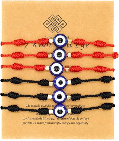 Evil Eye 7 Knot Lucky Bracelets Adjustable Red String Amulet for Women Men in Kuwait