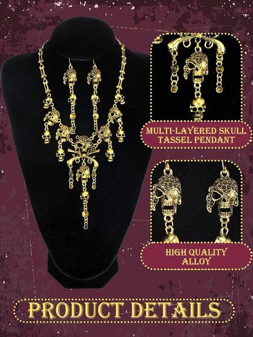 4 Pieces Pirate Costume Women Pirate Hat Pirate Head Scarf Pirate Sash Belt Necklace Earrings Pirate Accessories in Kuwait