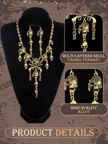 4 Pieces Pirate Costume Women Pirate Hat Pirate Head Scarf Pirate Sash Belt Necklace Earrings Pirate Accessories in Kuwait