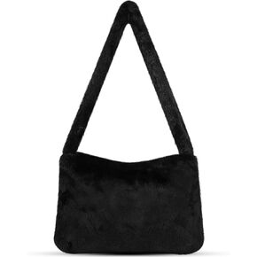 Fluffy Shoulder Bag Flower Cow Plush Underarm Handbag Bag Fluffy Purse Small Clutch Bag for Women Autumn Winter