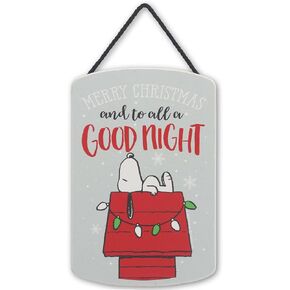 Peanuts Snoopy and Woodstock Warm Wishes Winter Hanging Wood Wall Decor - Fun Snoopy Christmas Sign for Home Decorating