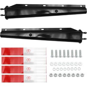 Black Straight Spring Loaded Mud Flap Hanger for semi Trucks, 2.5" Bolt Spacing, 30" Length with Reflective Strip Sticker, Right & Left Side, 2PCS