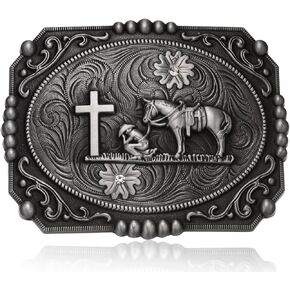 Vintage Celtic Cross Belt Buckles for Men, Soaring Eagle Running Horse Cowboy Buckle, Large Western Belt Buckle