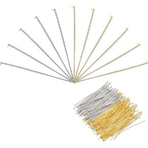 MECCANIXITY 500Pcs Five Colors Iron Flat Head Pins 50mm 21 Gauge/0.7mm Eye Pins for Jewelry Making Findings DIY Craft Necklaces Bracelets Earrings Head Pins