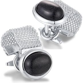 Cufflinks for men Black Stone with Chain Shirt cuff links, suitable for Formal Business Wedding Shirts in Gift Box