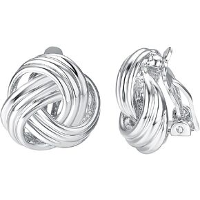 Yoursfs Love Knot Clip On Earrings for Women Rrtro Style 18K Gold Silver Plated Non Pierced Earrings