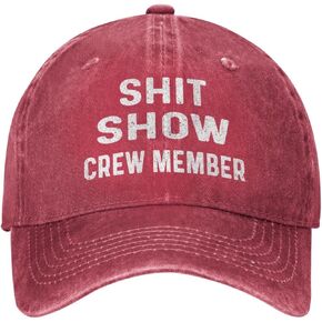 Shit Show Crew Member Cap for Men Baseball Hat with Design Hat Red