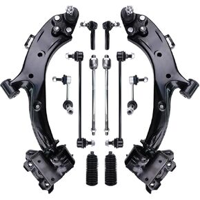 Control Arm, Replacement For Control Arm with Ball Joint Tie rod Boots Sway Bar End Link Suspension Kit Compatible With 2007-2011 Honda CR-V - 12 Pcs