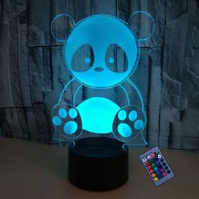 Optical Illusion 3D Panda Night Light 16 Colors Changing USB Power Remote Control Touch Switch Decor Lamp LED Table Desk Lamp
