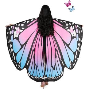 AWAYTR Women Butterfly Wings Shawl - Fairy Ladies Cape Halloween Dress Up Costume Accessory