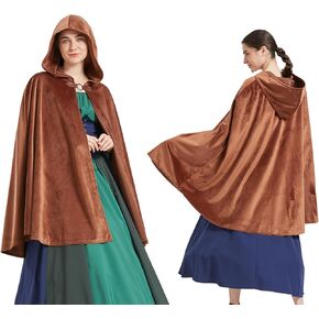 MiiDD Hooded Robe Cloak Cape Cosplay Costume Adult,Cloak with Hood Costume for Men,Medieval Cloak Velvet Cape Halloween
